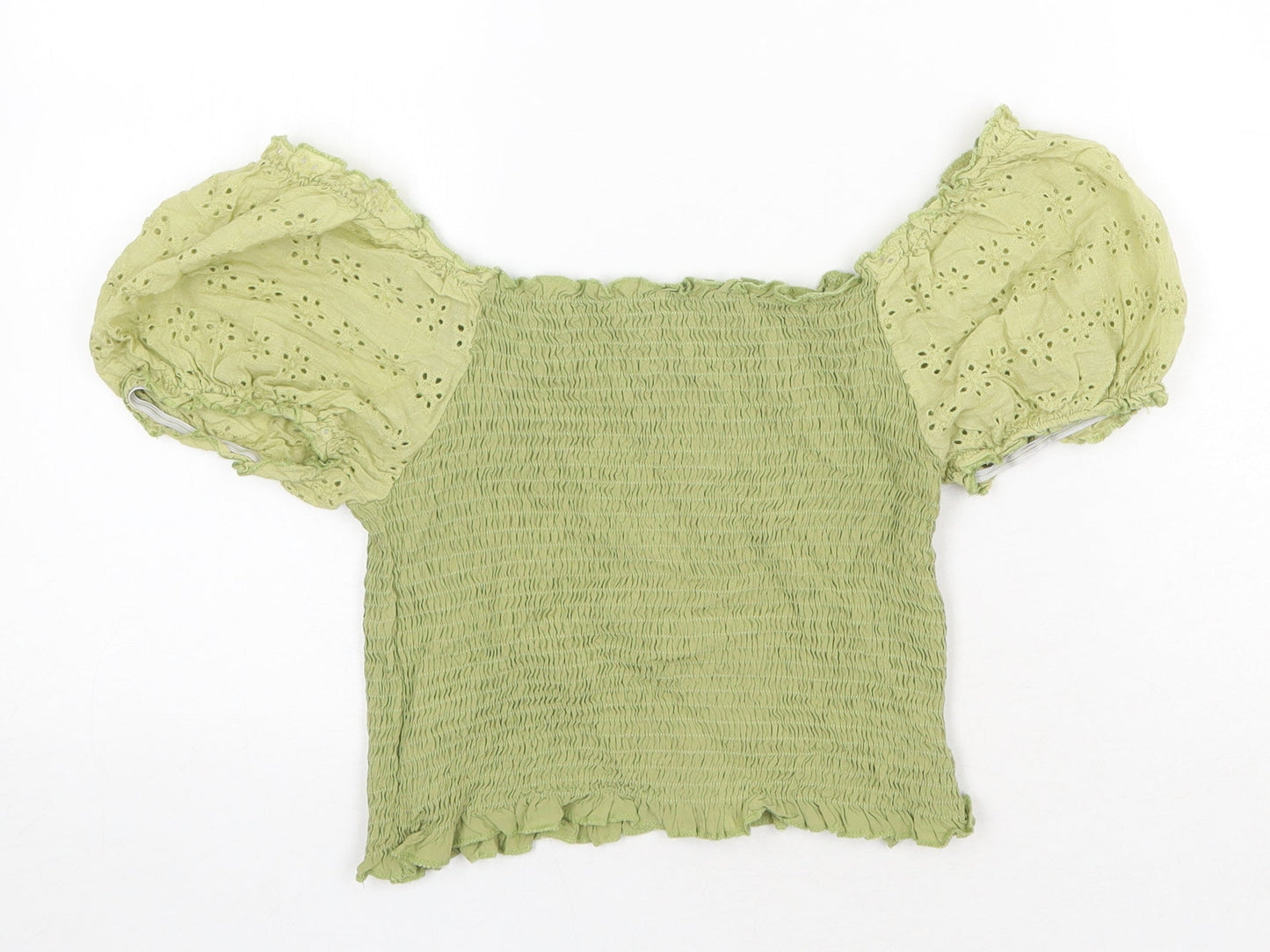 SheIn Womens Green Polyester Basic Blouse Size L Off the Shoulder