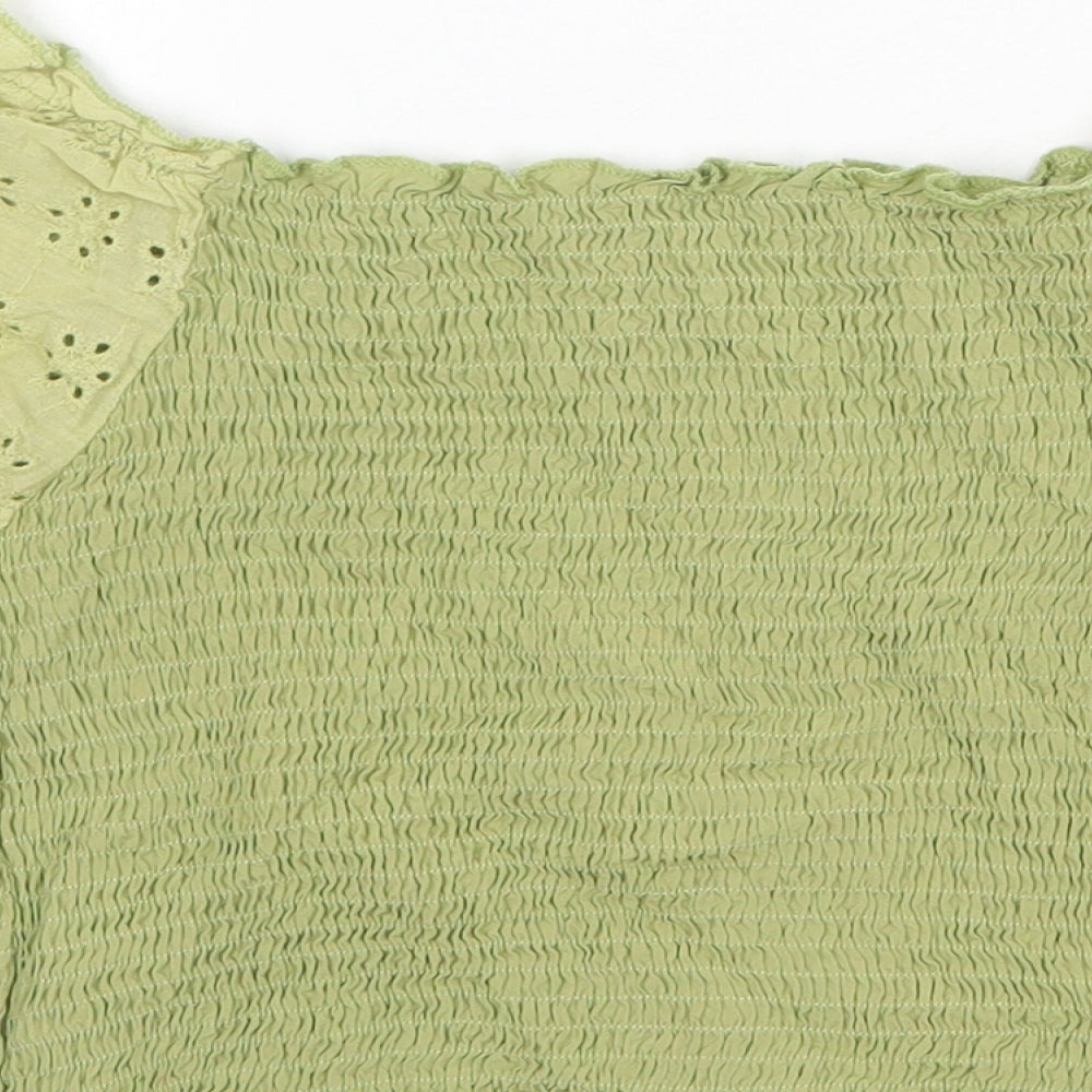 SheIn Womens Green Polyester Basic Blouse Size L Off the Shoulder