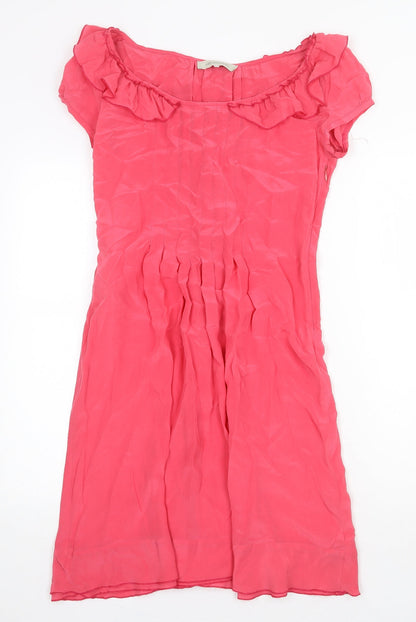Gerard Darel Womens Pink Polyester Fit & Flare Size 8 Scoop Neck Zip