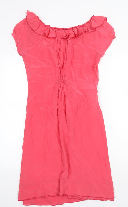 Gerard Darel Womens Pink Polyester Fit & Flare Size 8 Scoop Neck Zip