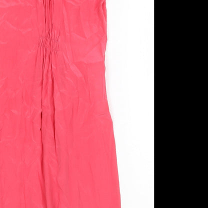 Gerard Darel Womens Pink Polyester Fit & Flare Size 8 Scoop Neck Zip