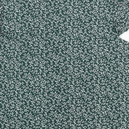 SheIn Womens Green Floral Polyester Basic Blouse Size M V-Neck