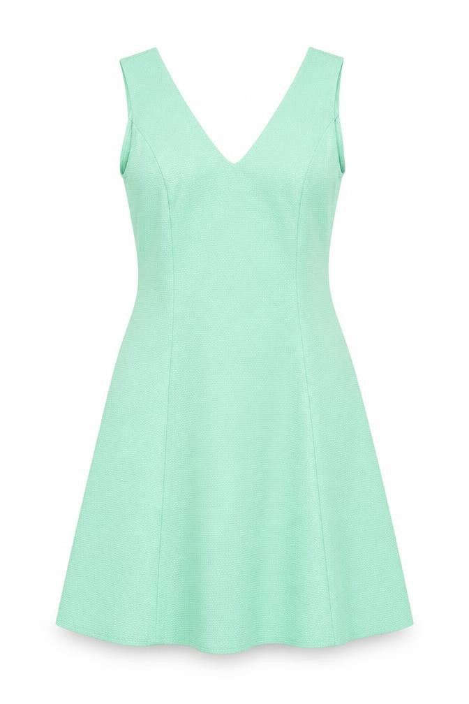 Tokyo Doll Womens Green Polyester Skater Dress Size 8 V-Neck Zip