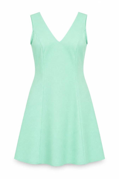 Tokyo Doll Womens Green Polyester Skater Dress Size 8 V-Neck Zip