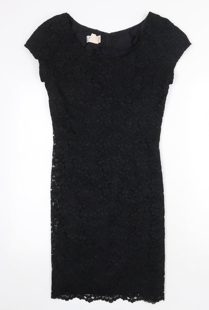 MJW Studio Womens Black Polyester Bodycon Size 8 Boat Neck Zip
