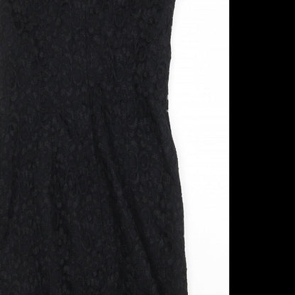 MJW Studio Womens Black Polyester Bodycon Size 8 Boat Neck Zip
