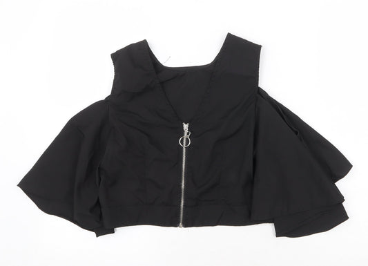 Womens UK Size S Flammode Black Cropped Blouse