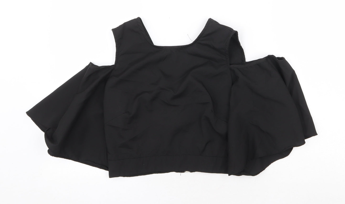 Womens UK Size S Flammode Black Cropped Blouse