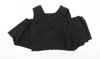 Womens UK Size S Flammode Black Cropped Blouse
