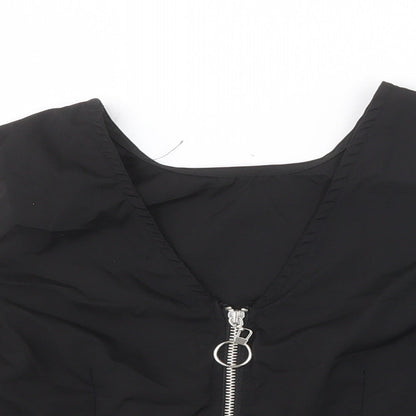Womens UK Size S Flammode Black Cropped Blouse