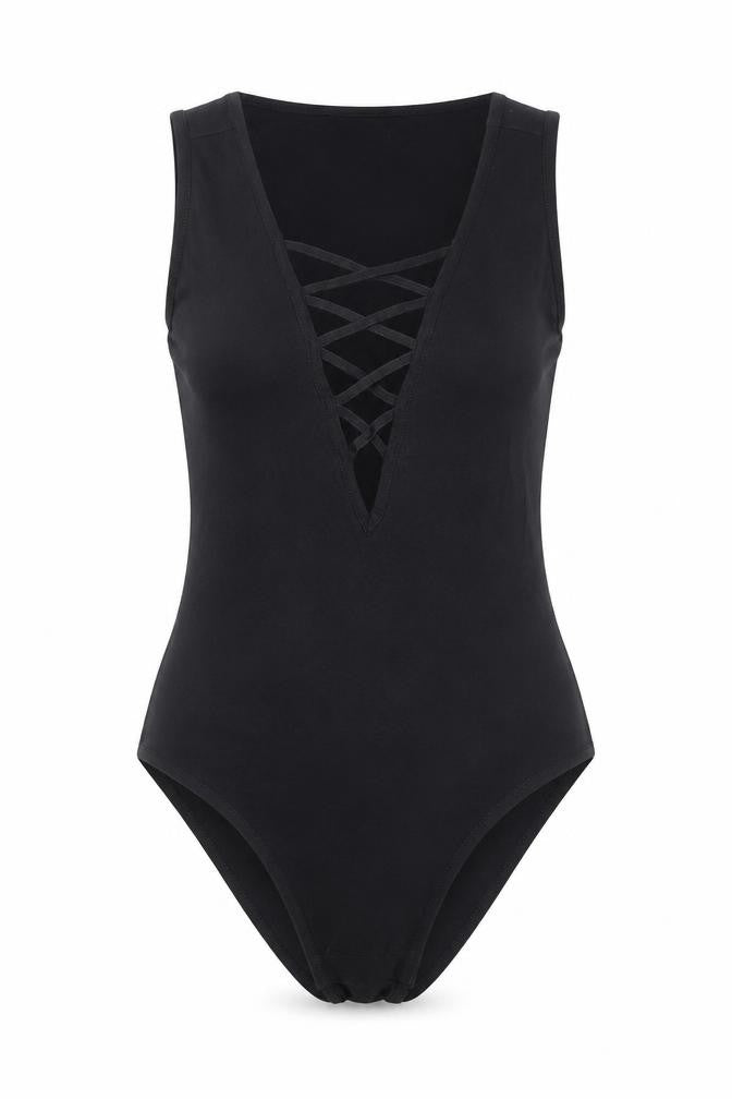 Womens UK Size 10 Topshop One-Piece Black Bodysuit