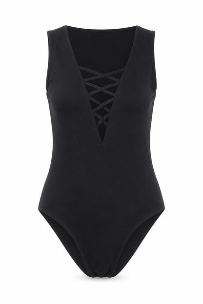 Womens UK Size 10 Topshop One-Piece Black Bodysuit