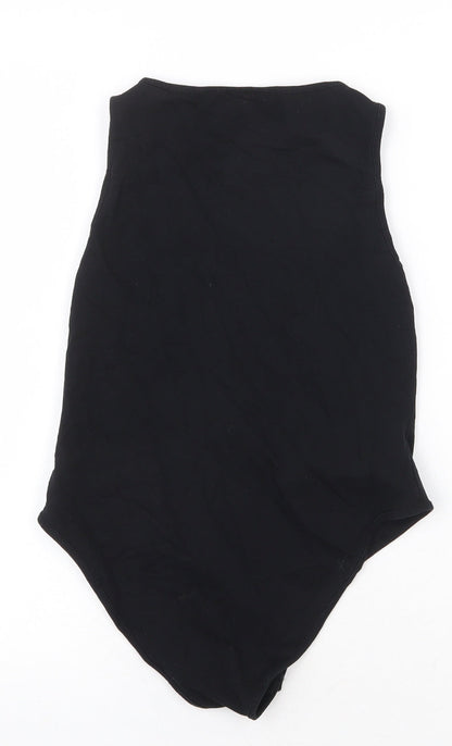 Topshop Womens Black Cotton Bodysuit One-Piece Size 10 Snap