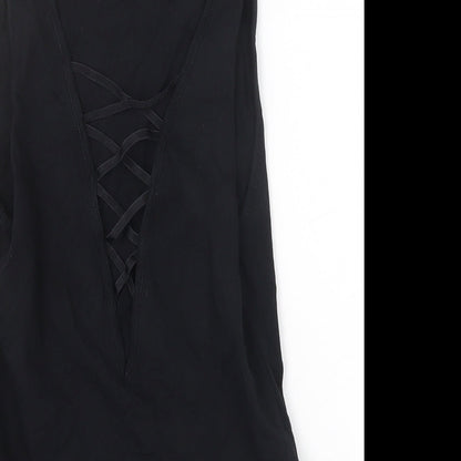 Topshop Womens Black Cotton Bodysuit One-Piece Size 10 Snap