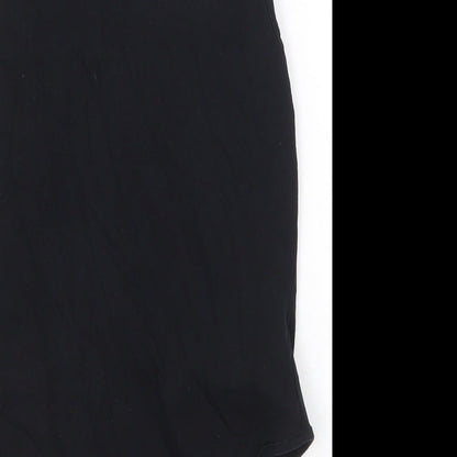 Topshop Womens Black Cotton Bodysuit One-Piece Size 10 Snap