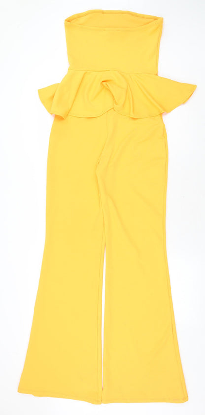 Missguided Womens Orange Polyamide Playsuit One-Piece Size 10 Pullover