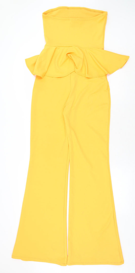 Missguided Womens Orange Polyamide Playsuit One-Piece Size 10 Pullover