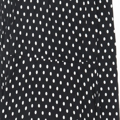 New Look Womens Black Polka Dot Viscose A-Line Size 8 Scoop Neck Pullover
