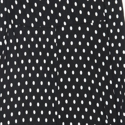 New Look Womens Black Polka Dot Viscose A-Line Size 8 Scoop Neck Pullover