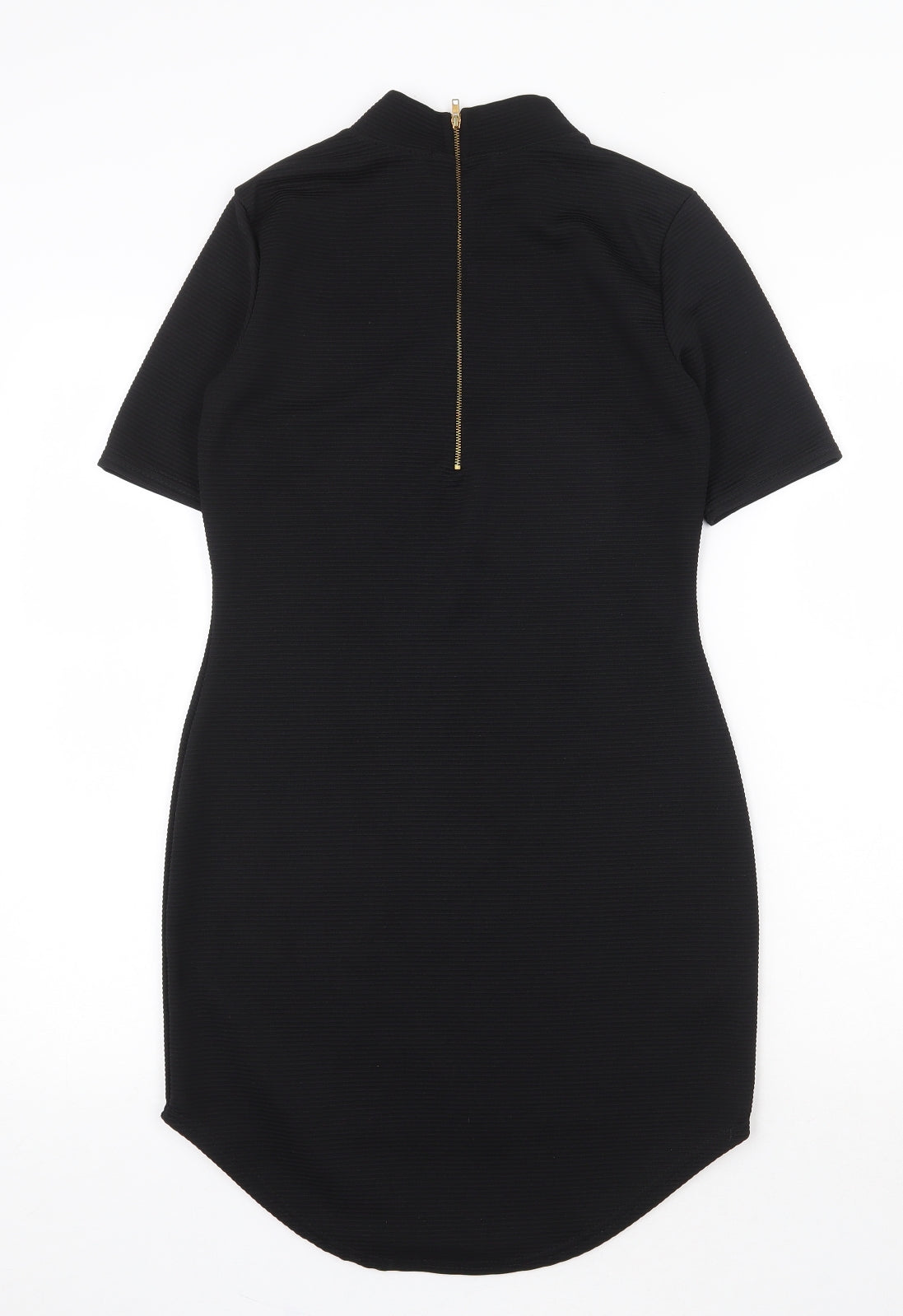 Boohoo Womens Black Polyester Shift Size 10 Mock Neck Zip