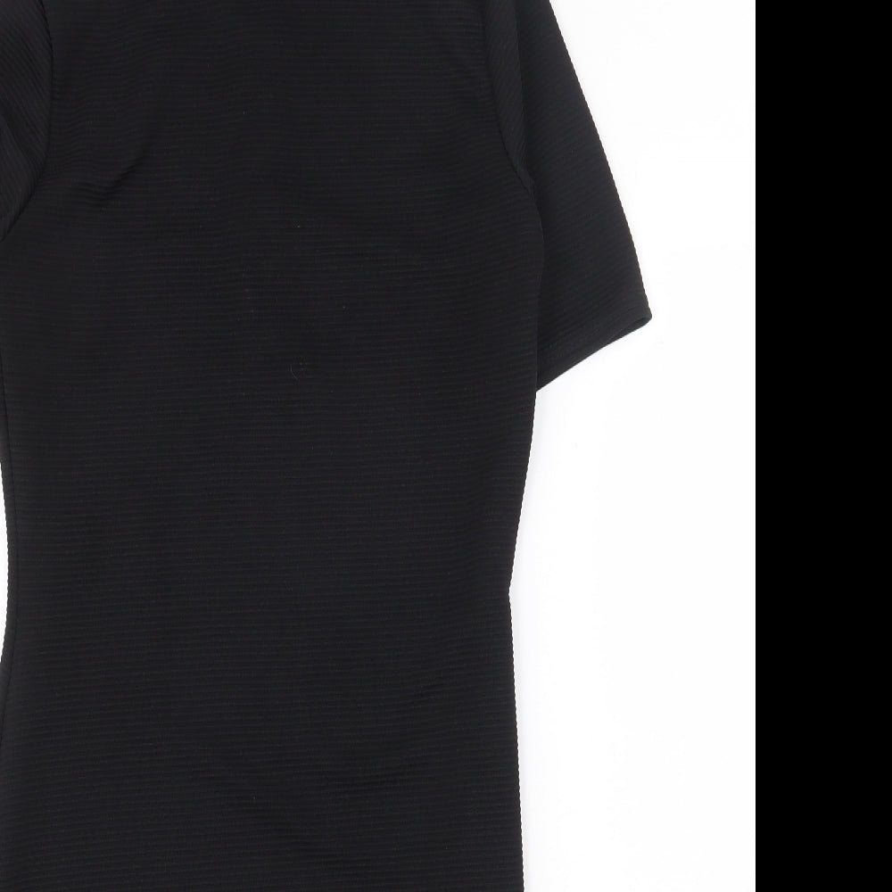 Boohoo Womens Black Polyester Shift Size 10 Mock Neck Zip