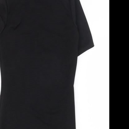 Boohoo Womens Black Polyester Shift Size 10 Mock Neck Zip