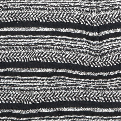 H&M Womens Black Striped Cotton Bandage Skirt Size 10 Zip