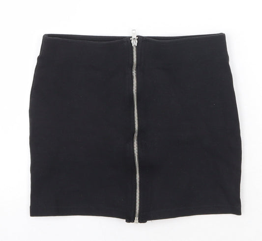 H&M Womens Black Cotton Bandage Skirt Size 10 Zip