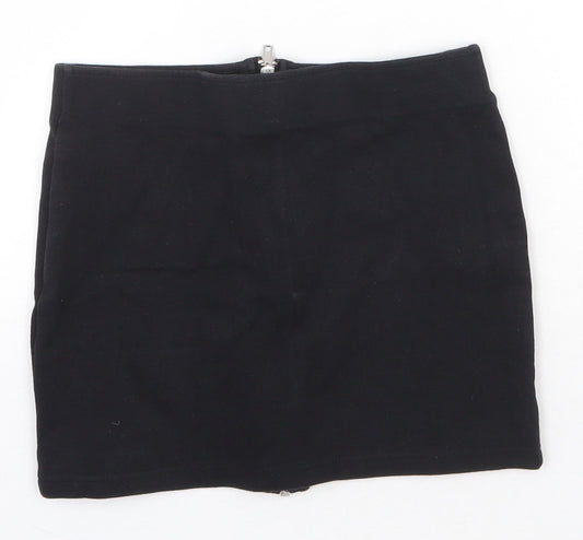H&M Womens Black Cotton Bandage Skirt Size 10 Zip