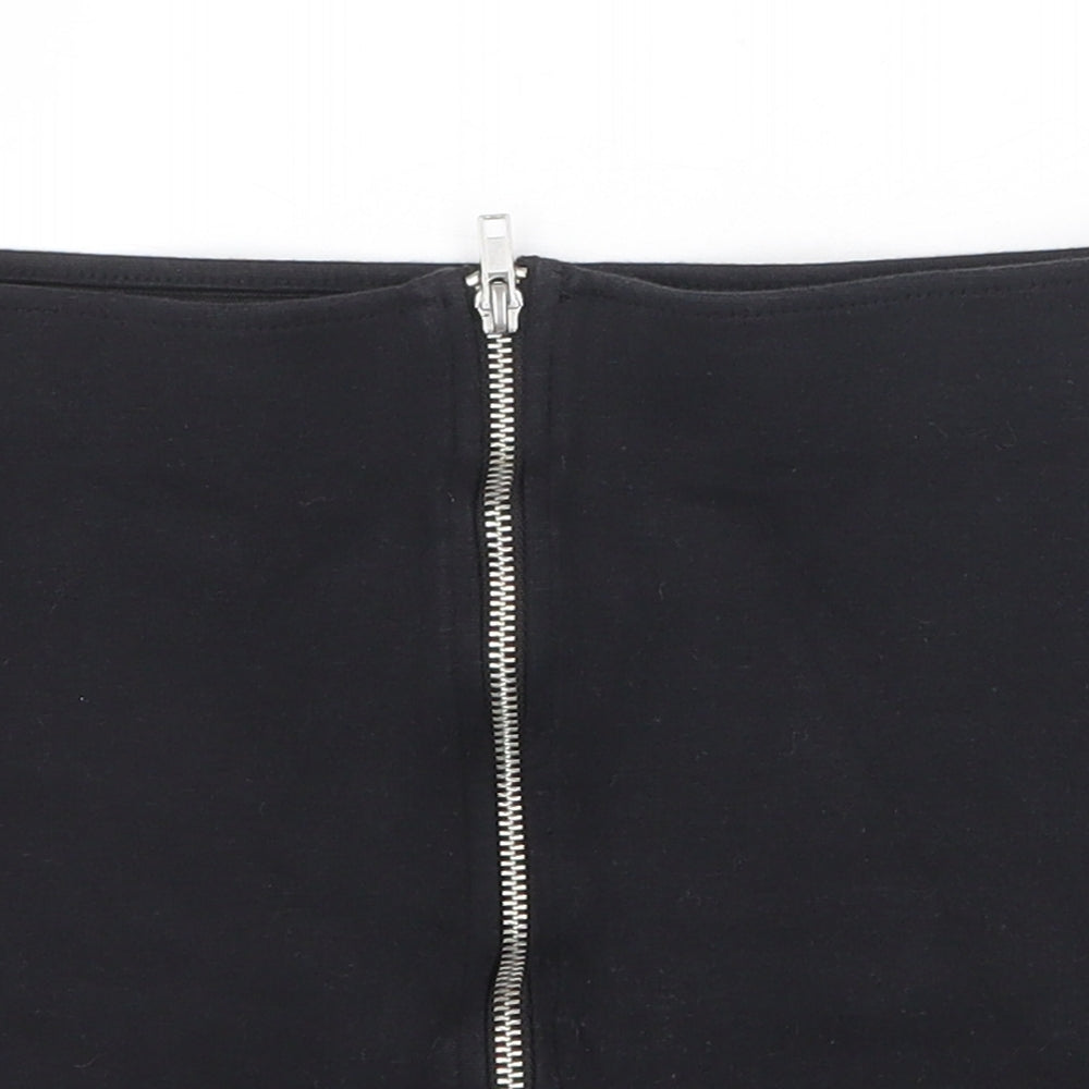 H&M Womens Black Cotton Bandage Skirt Size 10 Zip