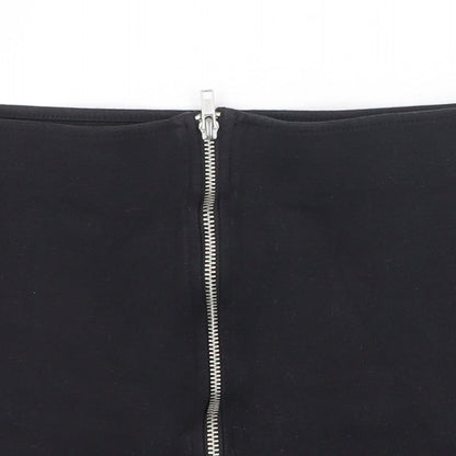 H&M Womens Black Cotton Bandage Skirt Size 10 Zip