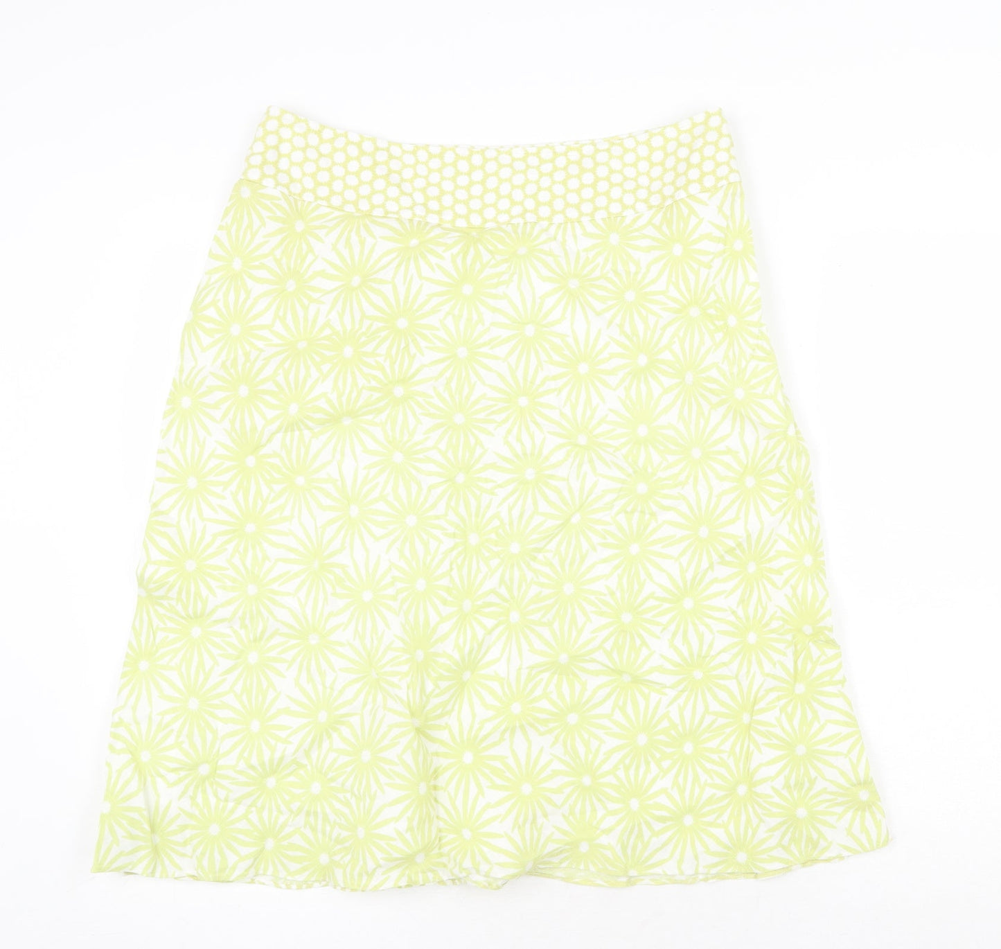 Platinum Womens Green Floral Linen Swing Skirt Size 12 Zip