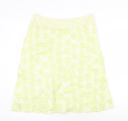 Platinum Womens Green Floral Linen Swing Skirt Size 12 Zip