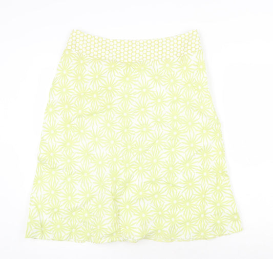 Platinum Womens Green Floral Linen Swing Skirt Size 12 Zip