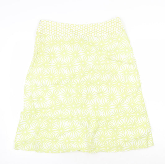 Platinum Womens Green Floral Linen Swing Skirt Size 12 Zip