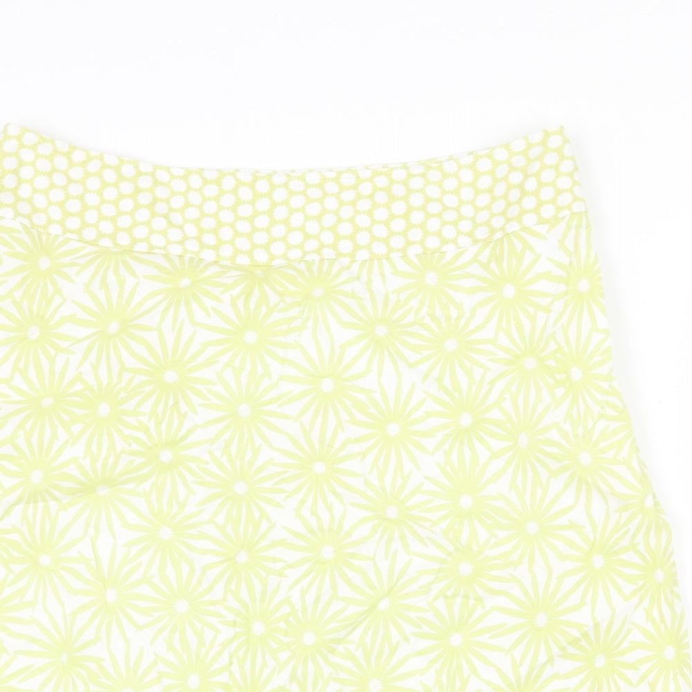 Platinum Womens Green Floral Linen Swing Skirt Size 12 Zip