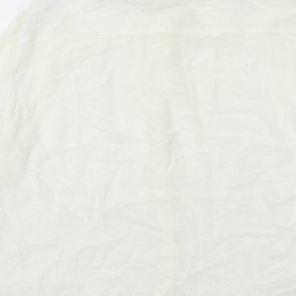 H&M Womens White Polyester Basic Button-Up Size 8 Collared