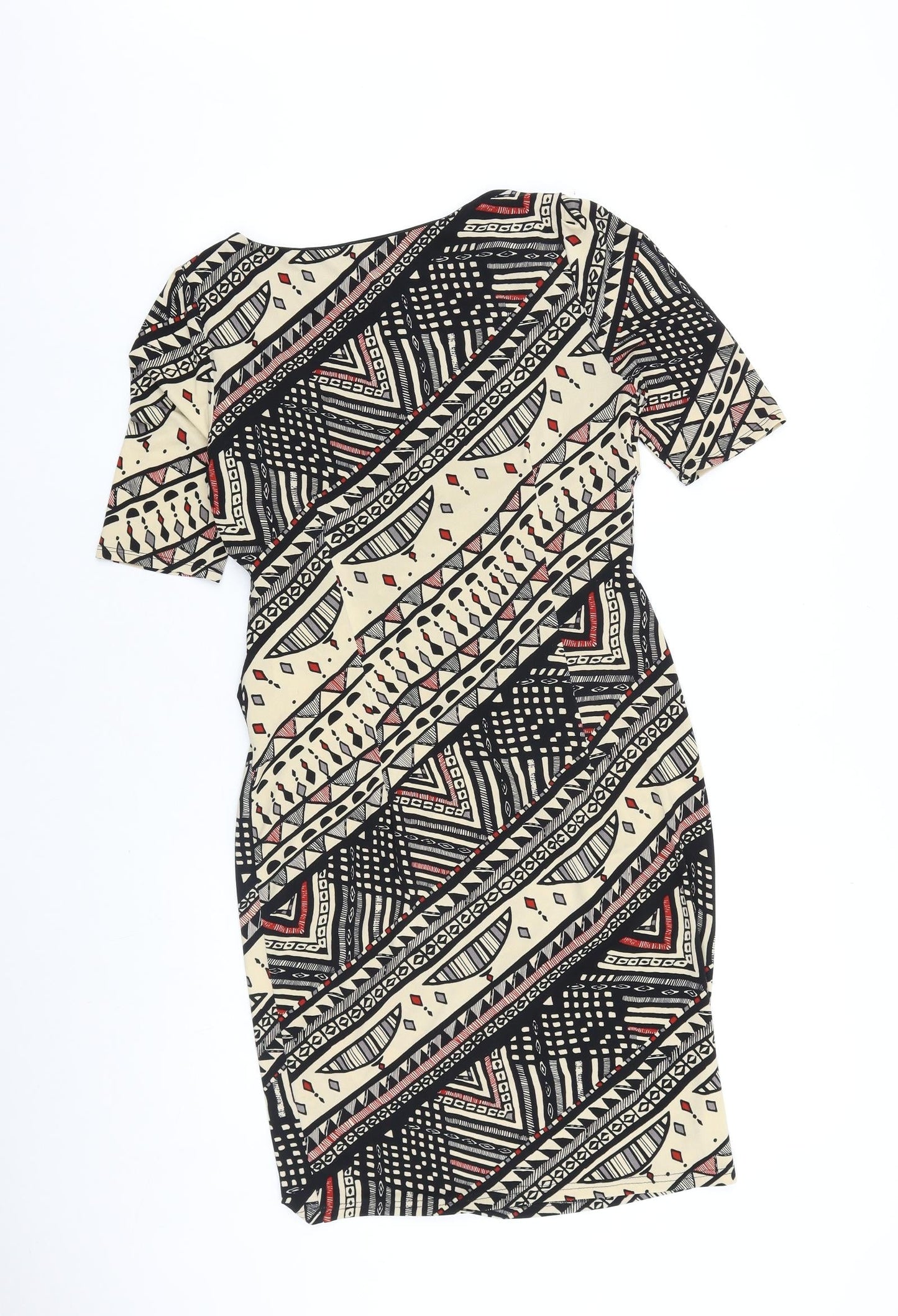 Marks and Spencer Womens Multicoloured Geometric Polyester Shift Size 8 Boat Neck Pullover