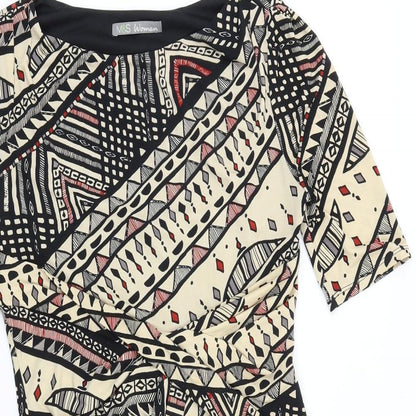 Marks and Spencer Womens Multicoloured Geometric Polyester Shift Size 8 Boat Neck Pullover