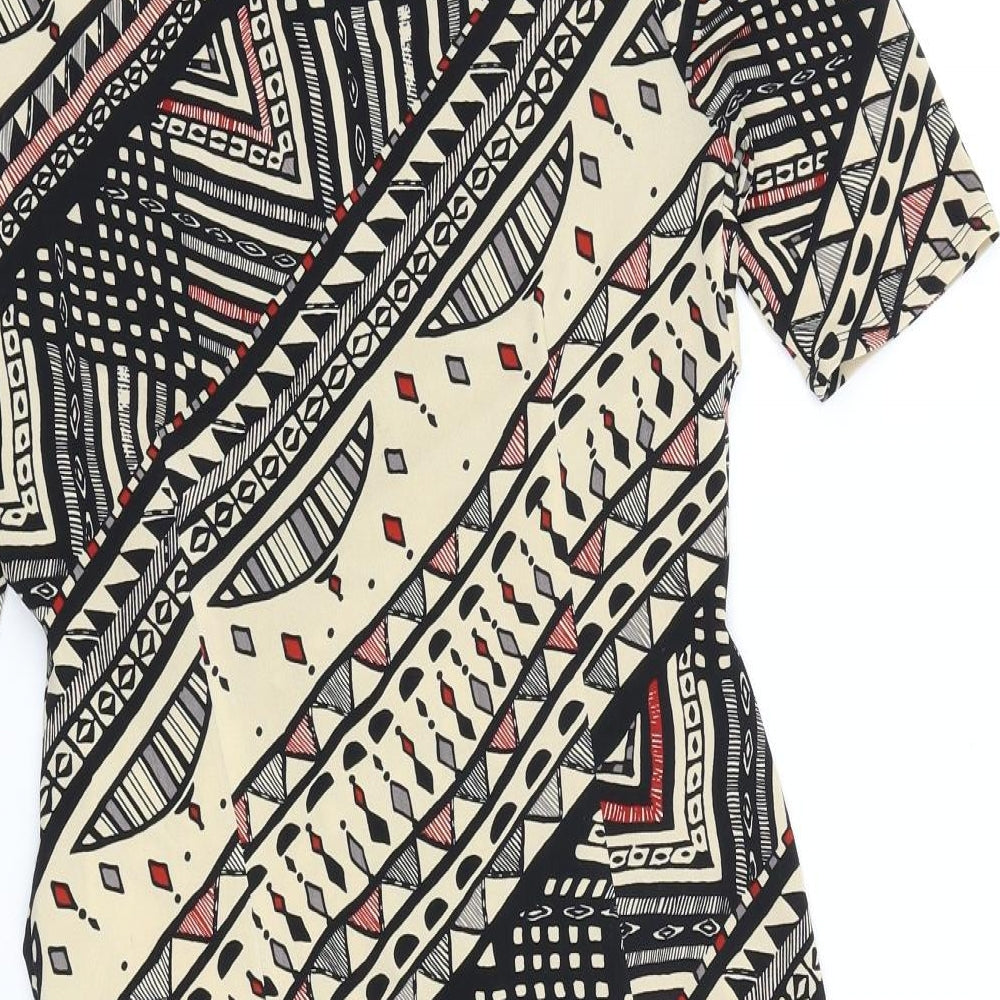 Marks and Spencer Womens Multicoloured Geometric Polyester Shift Size 8 Boat Neck Pullover