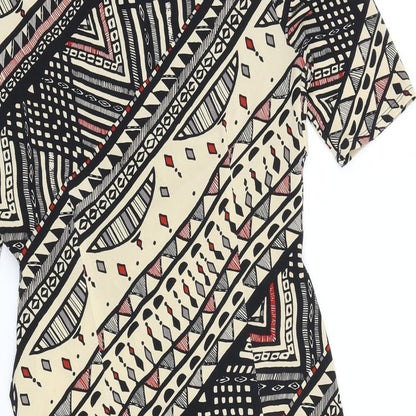 Marks and Spencer Womens Multicoloured Geometric Polyester Shift Size 8 Boat Neck Pullover