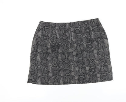 Star C.C.C Girls Grey Animal Print Cotton Mini Skirt Size 11 Years Regular Zip