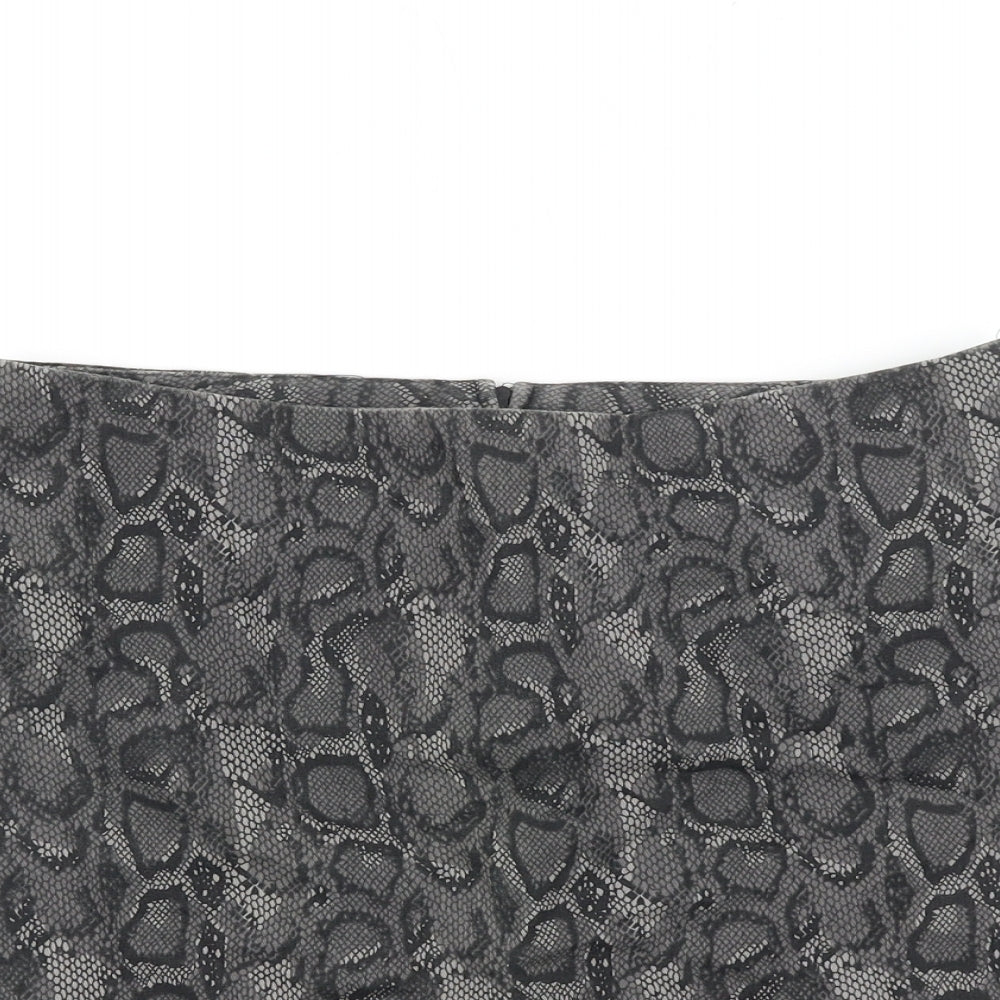Star C.C.C Girls Grey Animal Print Cotton Mini Skirt Size 11 Years Regular Zip
