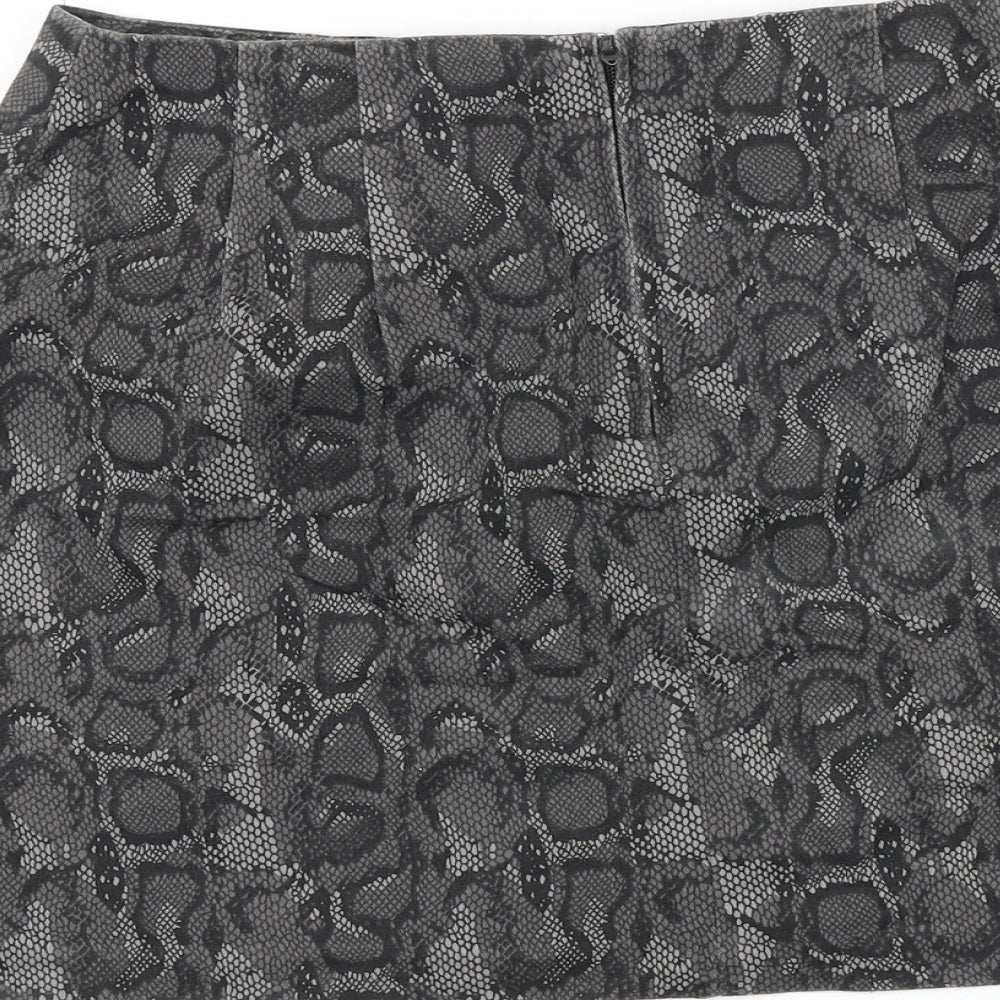 Star C.C.C Girls Grey Animal Print Cotton Mini Skirt Size 11 Years Regular Zip
