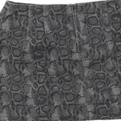 Star C.C.C Girls Grey Animal Print Cotton Mini Skirt Size 11 Years Regular Zip