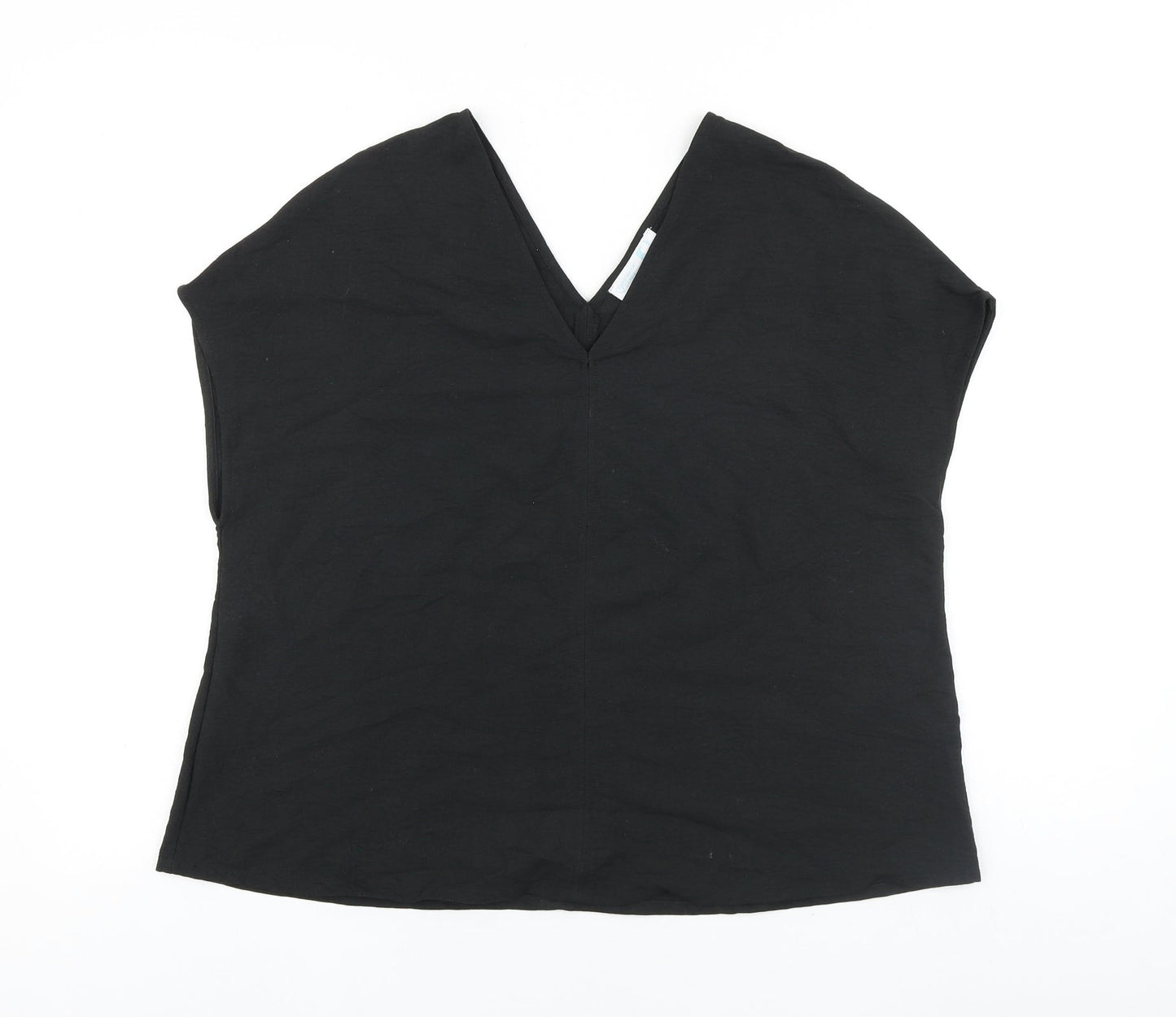 Primark Womens Black Viscose Basic T-Shirt Size 8 V-Neck