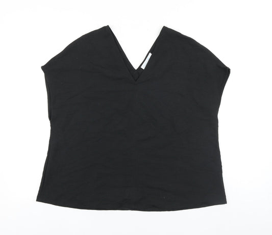 Primark Womens Black Viscose Basic T-Shirt Size 8 V-Neck