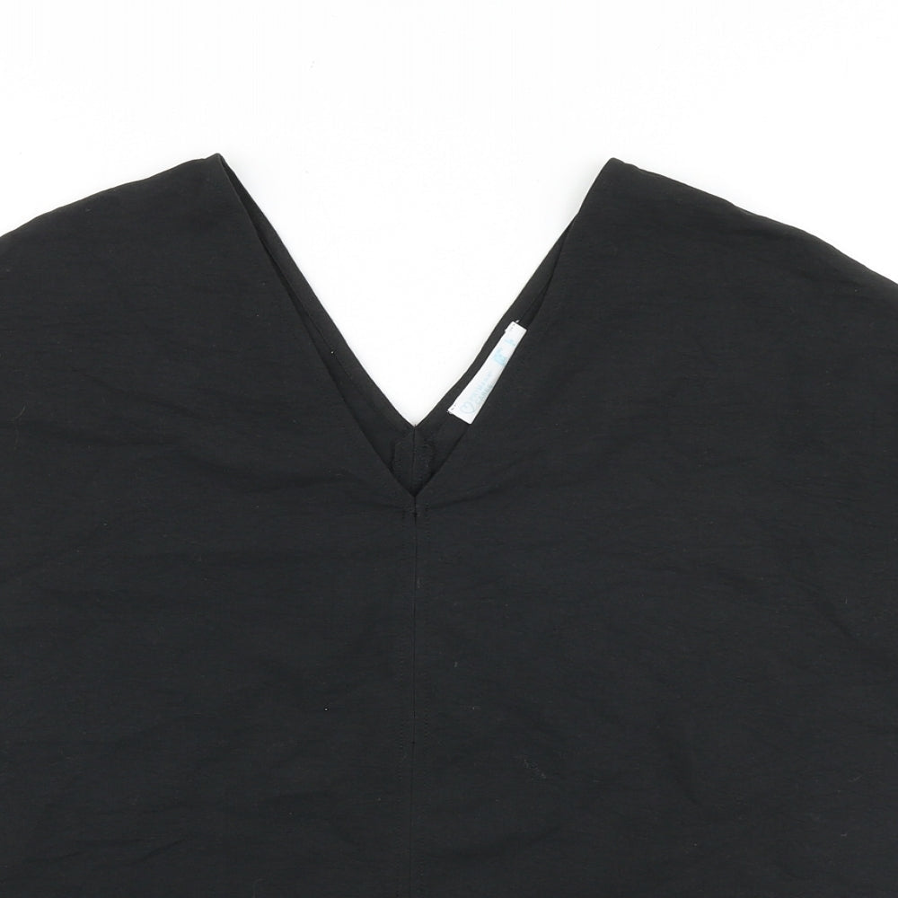 Primark Womens Black Viscose Basic T-Shirt Size 8 V-Neck