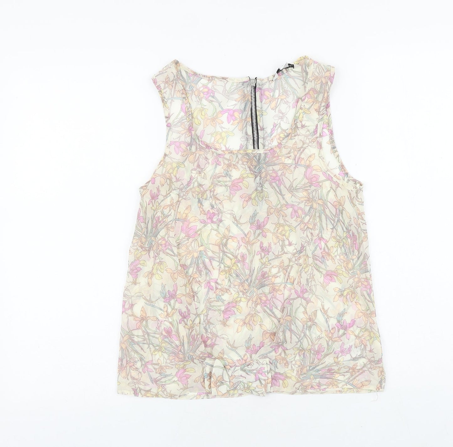 Womens UK Size 8 New Look Beige Basic Tank
