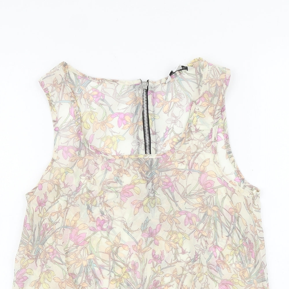 Womens UK Size 8 New Look Beige Basic Tank